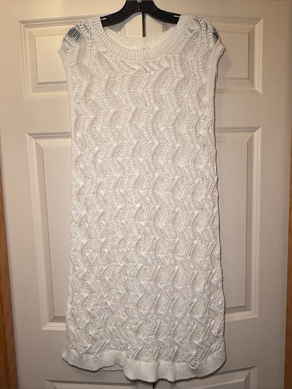 White Sleeveless Knit Sheer Swim Coverup Dress